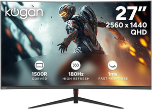 Kogan 27" Curved QHD 180Hz 1ms Gaming Monitor (2560 x 1440) - KAMN27Q18CWA - 27 Inch