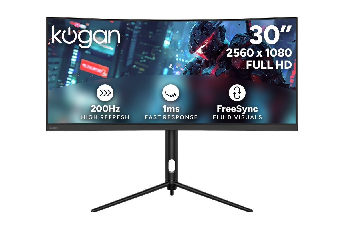 Kogan Infinity 30" Curved Ultrawide WFHD 200Hz 1ms FreeSync Gaming Monitor (2560