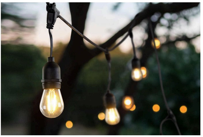 Outdoor Festoon String Christmas Lights with LED Filament Bulb (Black  20m)