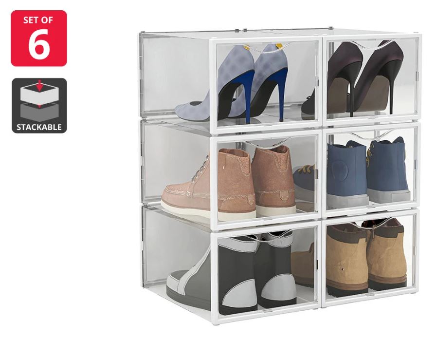 Ovela Shoe Storage Display Box Front Drop (Set of 6)