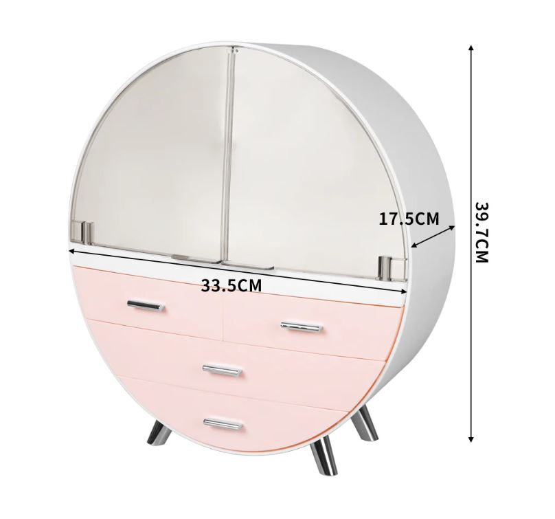 Makeup Case Holder Cosmetic Organiser Drawer Jewellery Desktop Storage Box Pink