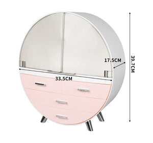 Makeup Case Holder Cosmetic Organiser Drawer Jewellery Desktop Storage Box Pink