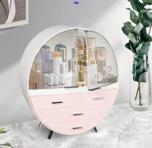 Makeup Case Holder Cosmetic Organiser Drawer Jewellery Desktop Storage Box Pink