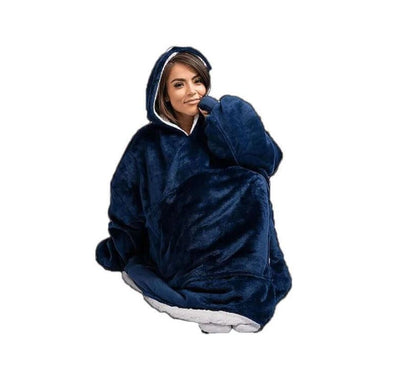 Ovela Sherpa Hoodie Blanket - Navy
