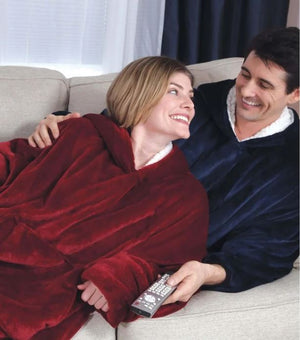 Ovela Sherpa Hoodie Blanket - Navy