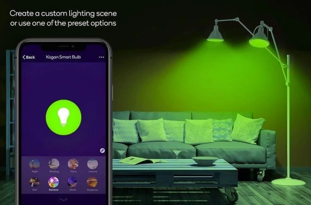 Kogan SmarterHome™ 9W/10W Colour & Warm/Cool White Smart Bulb B22, Wi-Fi, 4 Pack