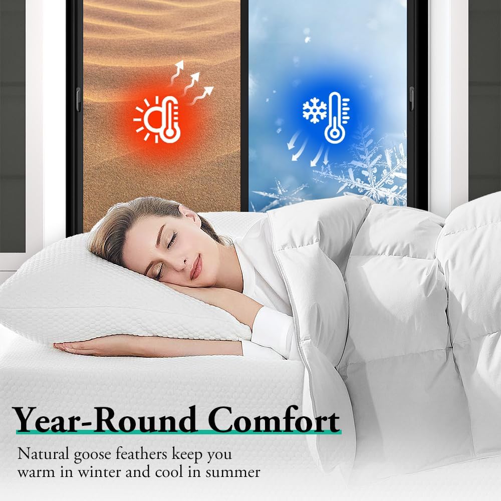 ZUNI Goose Feather Down Comforter Queen Size