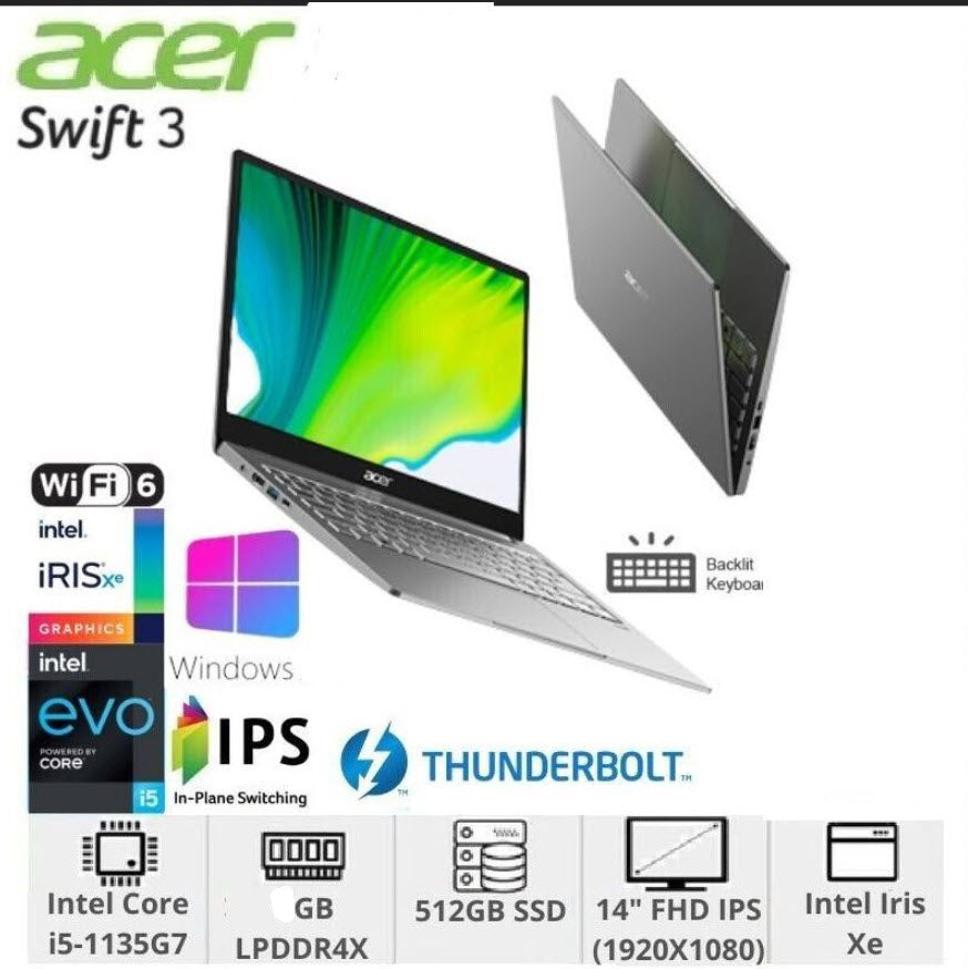 Acer Swift 3 SF314-511 14" FHD i5 11th Gen 16GB 512GB SSD W10Home B92%