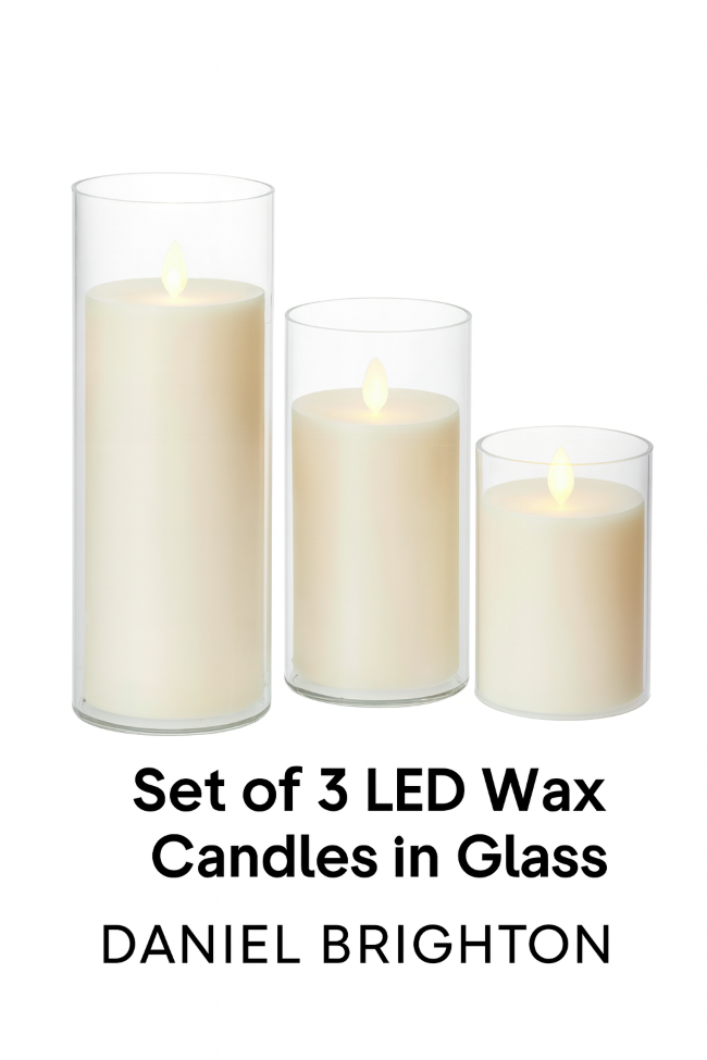 Daniel Brighton – Set of 3 LED Wax Candles in Glass - Refurbished Electronics at Tydi NZ
