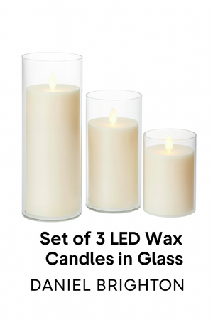 Daniel Brighton – Set of 3 LED Wax Candles in Glass - Refurbished Electronics at Tydi NZ