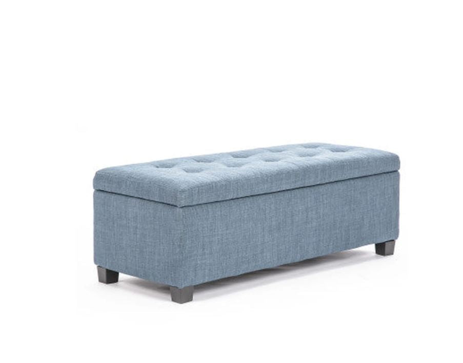 La Bella Light Grey Blue Storage Ottoman