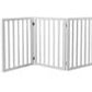 Wooden Pet Gate Dog Fence Retractable Barrier Portable Door 3 Panel White