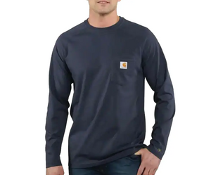 Carhartt Men's Cotton Delmont Long Sleeve T-Shirt (Navy, Size L)