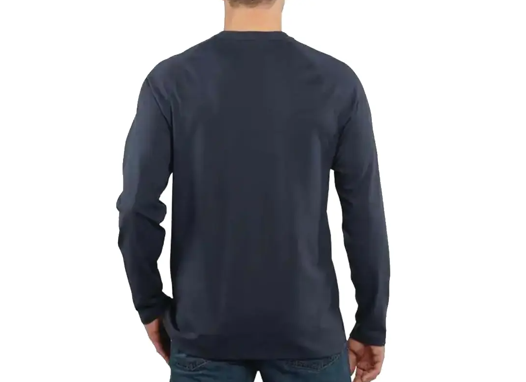 Carhartt Men's Cotton Delmont Long Sleeve T-Shirt (Navy, Size L)