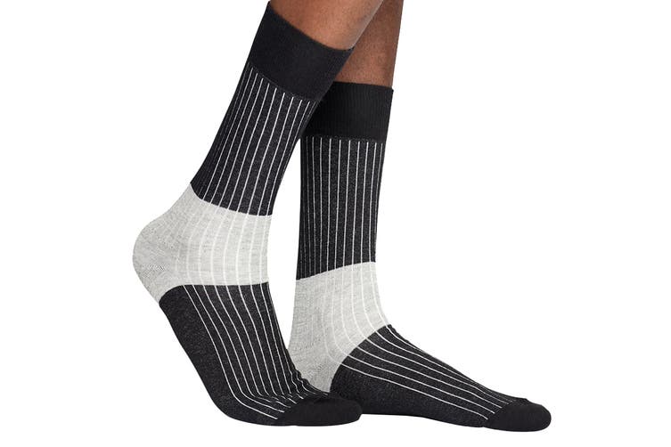 HAPPY SOCKS BLOCK RIB SOCK (BLACK/GREY SIZE 41-46)