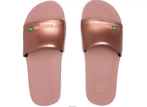 Havaianas Slide Brasil Thongs (Rosa/Golden, Size 37/38 BR)