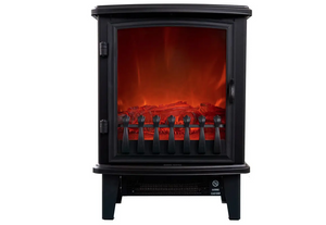 Heller 1800W Electric Fireplace Heater Black Freestanding Flame/Fire Effect