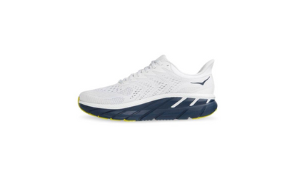 HOKA ONE ONE MEN'S CLIFTON 7 RUNNING SHOE (BLANC DE BLANC/BLACK IRIS SIZE 8 US)