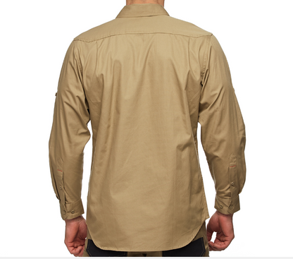 Hard Yakka Men's Legends Long Sleeve Shirt - Khaki (Size M)