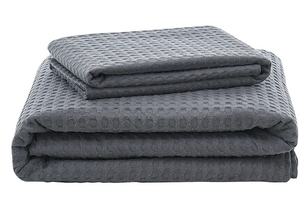 Ovela Deluxe Cotton Waffle Quilt Cover Set (Queen, Charcoal)