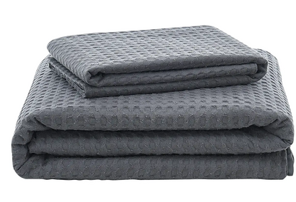 Ovela Deluxe Cotton Waffle Quilt Cover Set (Queen, Charcoal)