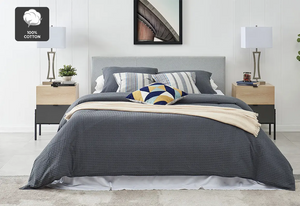 Ovela Deluxe Cotton Waffle Quilt Cover Set (Queen, Charcoal)