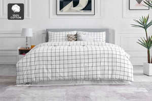 Ovela Check Cotton Flannelette Quilt Cover Set (Single, Grey)