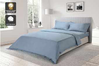 OVELA 1000TC COTTON RICH LUXURY QUILT COVER SET (QUEEN SLATE BLUE)