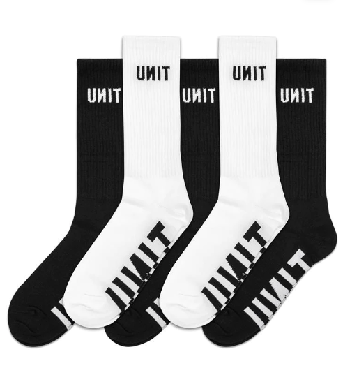 Unit Hi Lux Mens 5 pack socks (Size 7-11) Black & White