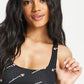 Champion Women's Print Racer Crop Top (Black, Size 8)