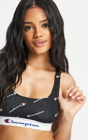 Champion Women's Print Racer Crop Top (Black, Size 8)