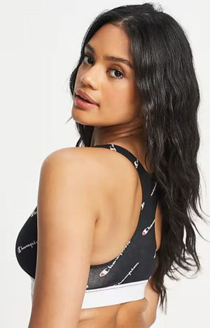 Champion Women's Print Racer Crop Top (Black, Size 8)