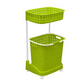 2 Tier Bathroom Laundry Clothes Baskets Bin Hamper Mobile Rack Removable Shelf