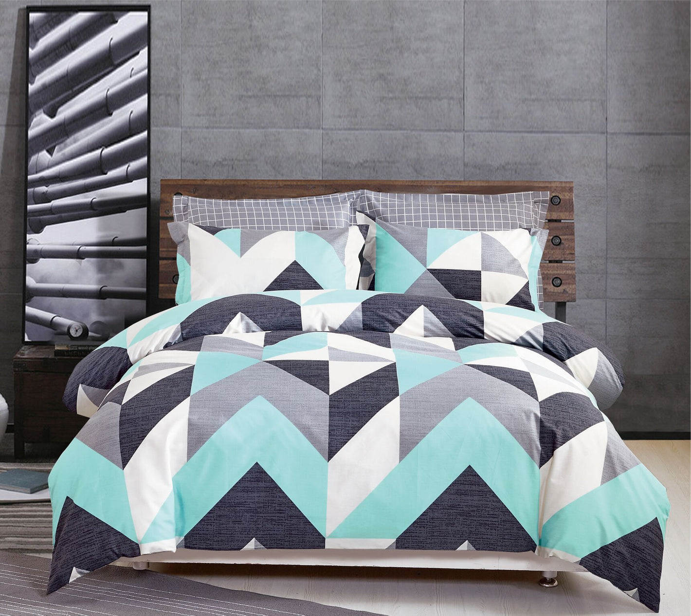 Modern City Reversible Quilt Cover Set Queen