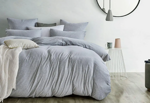 Gioia Casa Jersey Cotton Queen Bed Quilt Cover Set (Grey Marle)