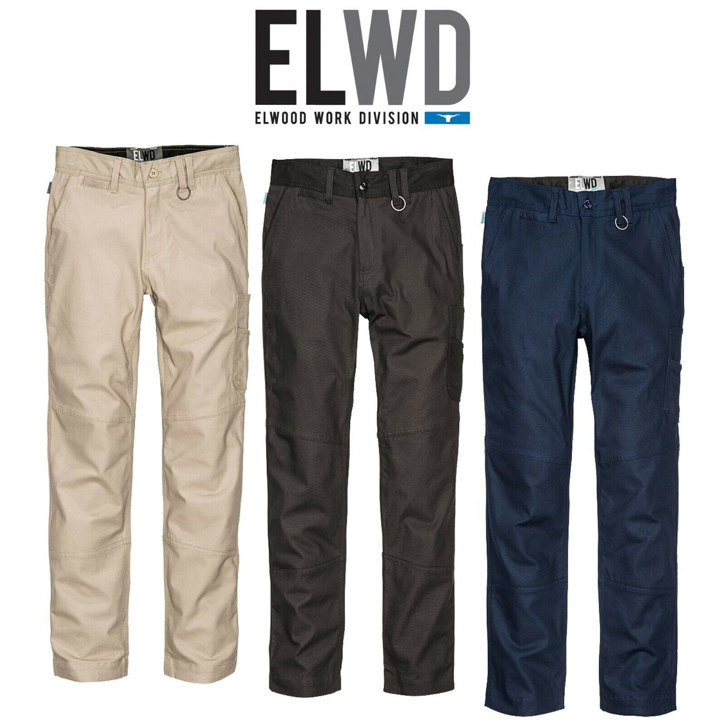 Womens Elwood Basic Work Pants Stretch Canvas Phone Pocket Tough Strong EWD502 size 12