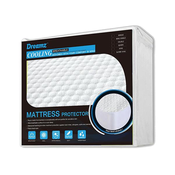 DREAMZ FITTED WATERPROOF MATTRESS PROTECTORS QUILTED HONEYCOMB TOPPER COVERS KING