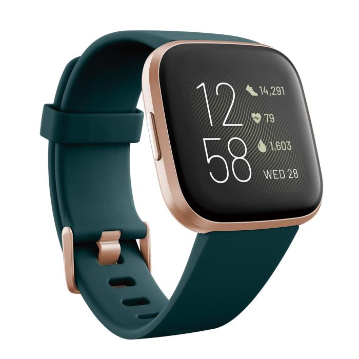 Fitbit Versa 2 Smartwatch Heart Rate Monitor Emerald Green Rose Gold